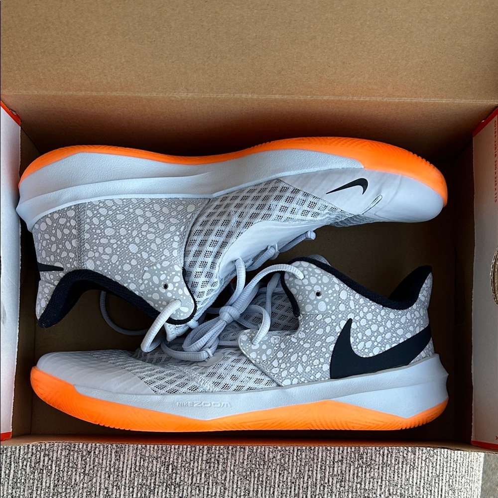 Nike Light Grey and Orange Athletic Sneakers